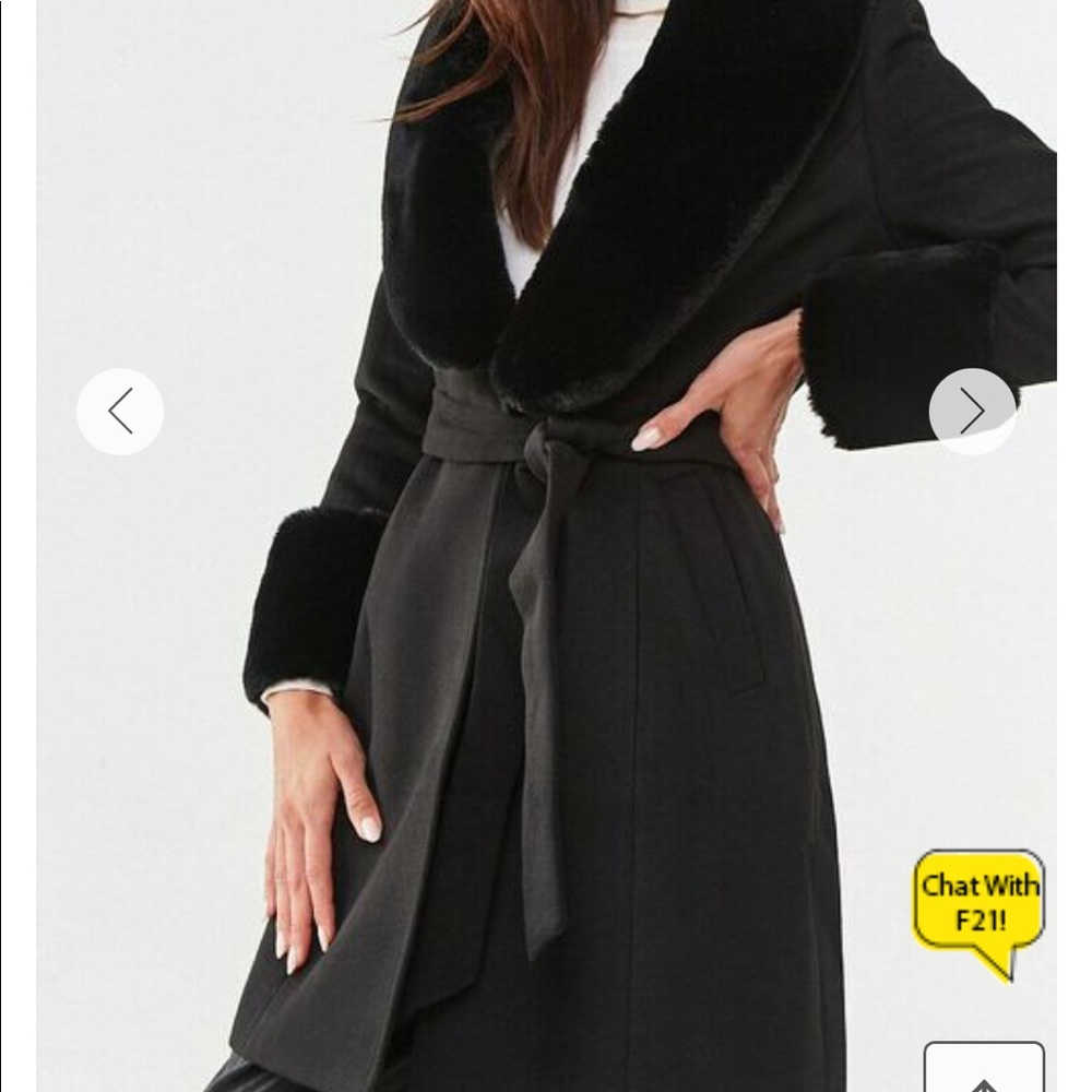 NWT Forever 21 faux fur collar wrap coat NWT